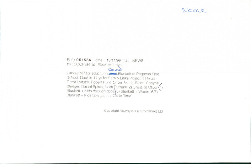 David Blunkett MP - Vintage Photograph