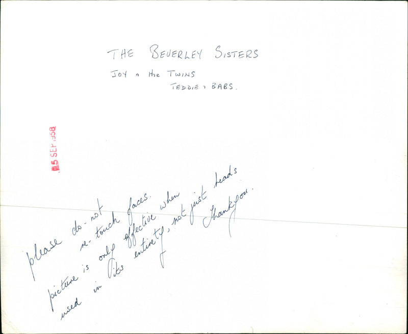 Beverley Sisters - Vintage Photograph