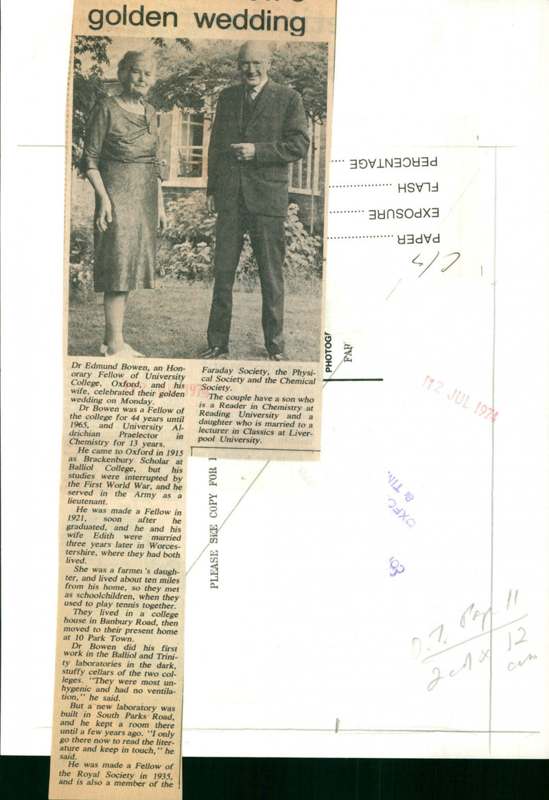 Golden Wedding of Edmund Bowen and Edith Bowen - Vintage Photograph