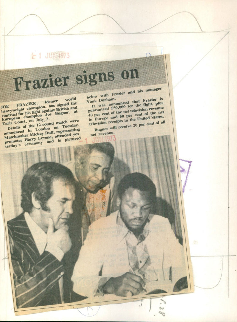 Joe Frazier, Mickey Duff and Tank Kurham - Vintage Photograph