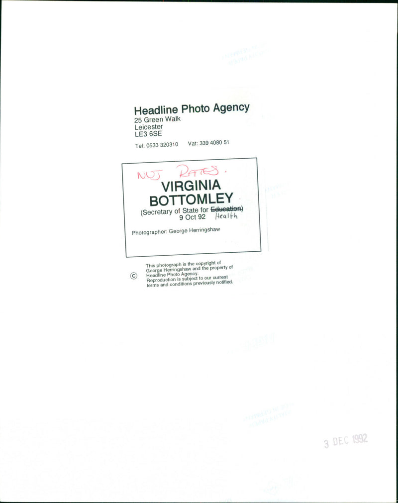 Virginia Bottomley - Vintage Photograph