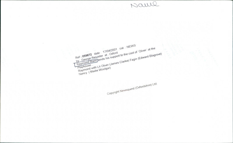 Raymond Blanc with the cast of 'Oliver' - Vintage Photograph