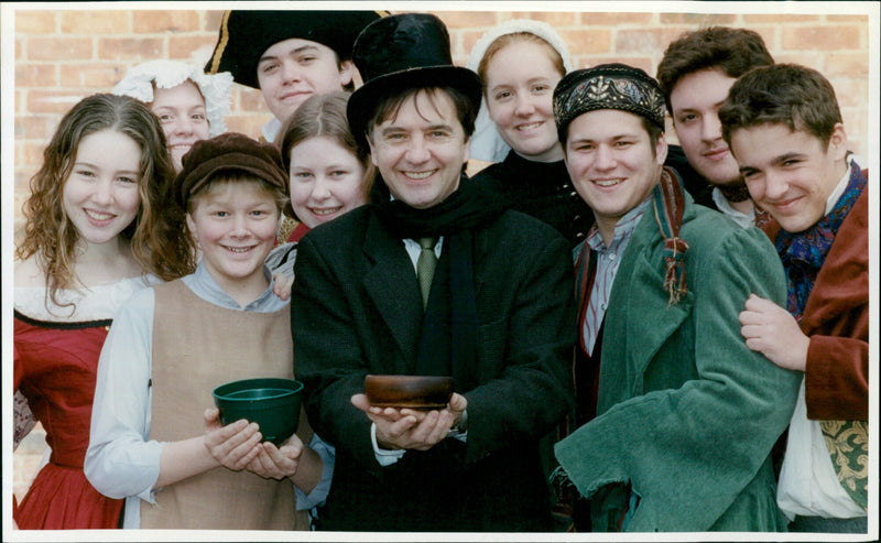 Raymond Blanc with the cast of 'Oliver' - Vintage Photograph