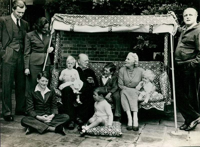 Winston Churchill with Family - Vintage Photograph