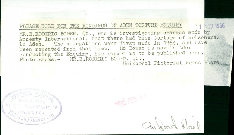 E. Roderic Bowen. QC - Vintage Photograph