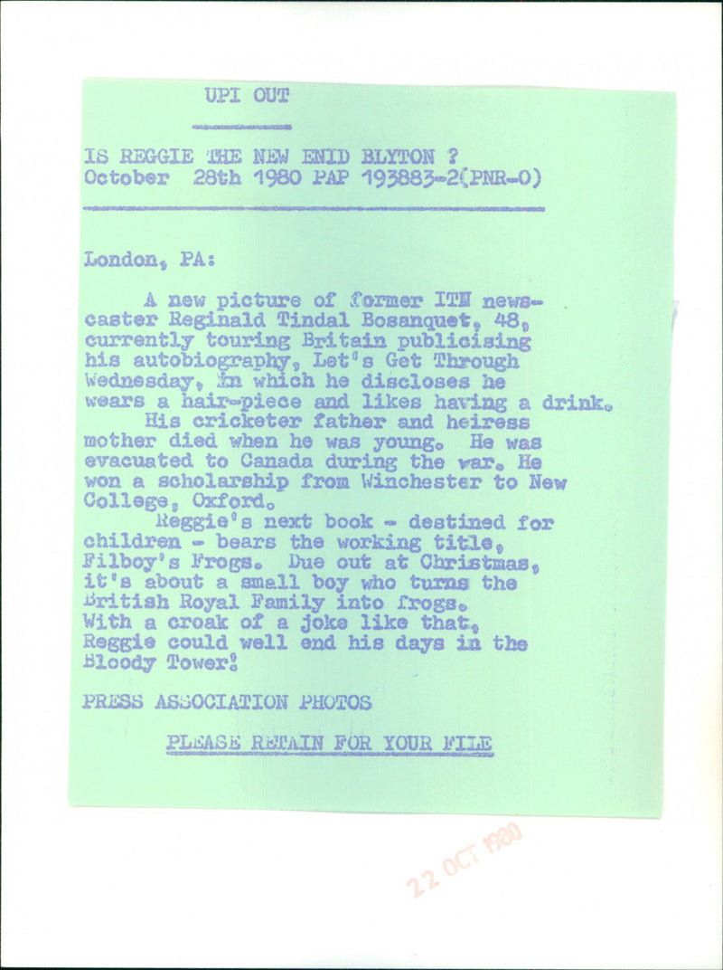 Reginald Bosanquet - Vintage Photograph