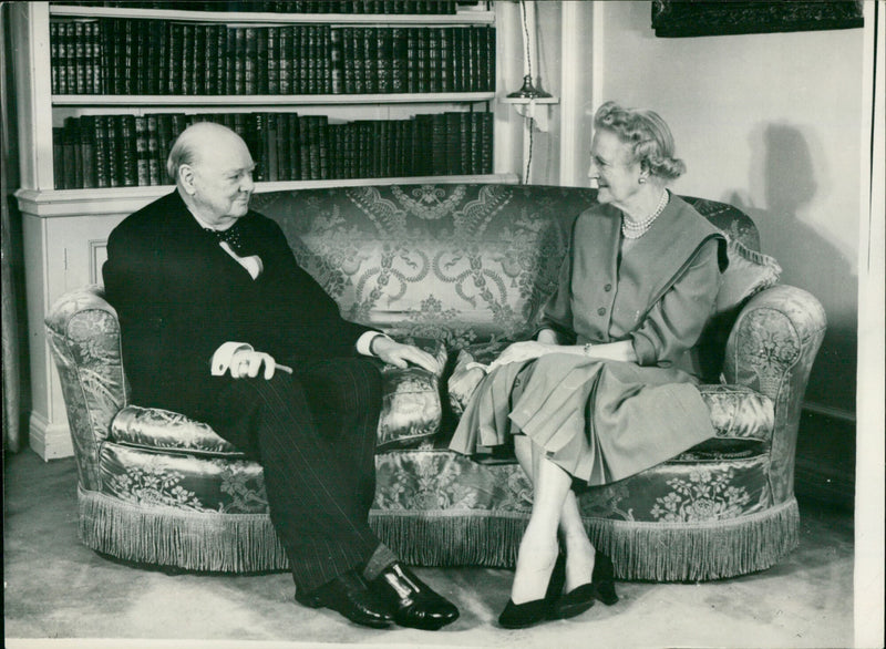Winston Churchill with wife Clementine - Vintage Photograph