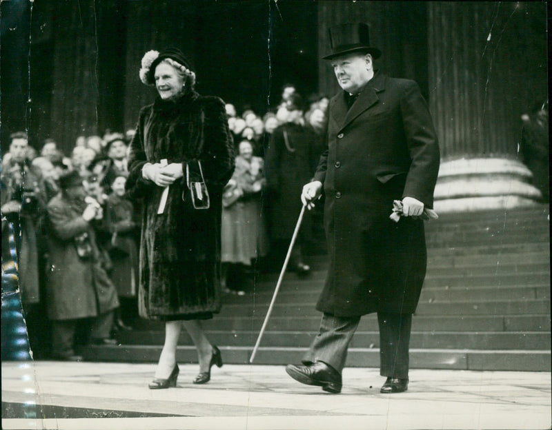 Winston Churchill with wife Clementine - Vintage Photograph