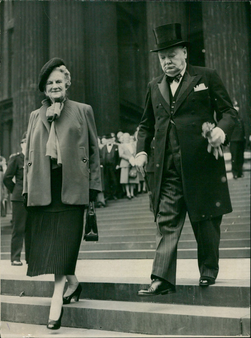 Winston Churchill with wife Clementine - Vintage Photograph
