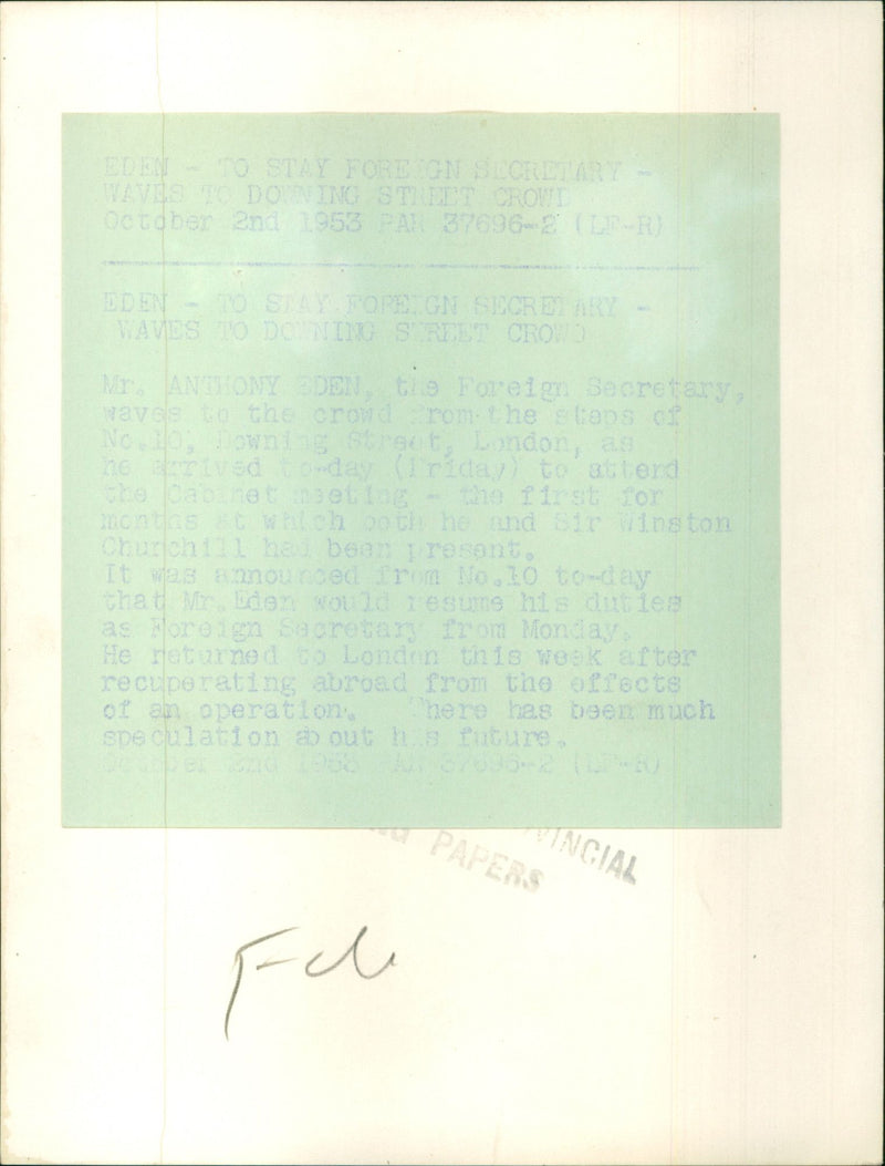 Sir Anthony Eden - Vintage Photograph