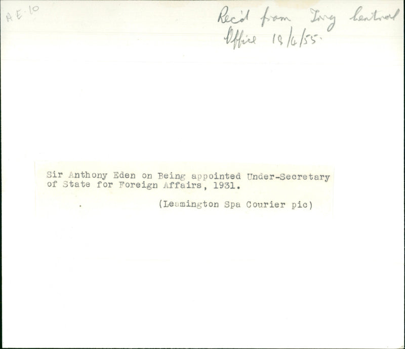 Sir Anthony Eden - Vintage Photograph