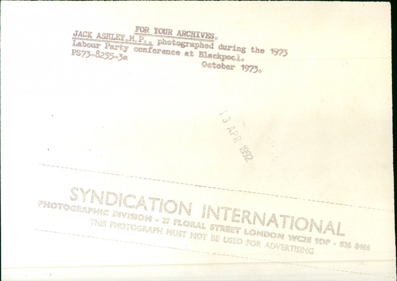 Jack Ashley M.P. - Vintage Photograph