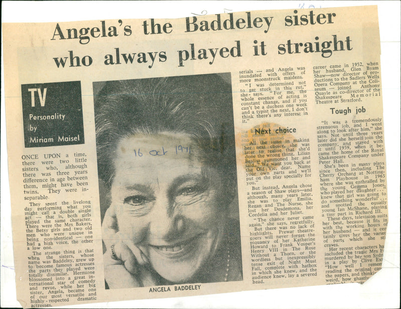 Angela Baddeley - Vintage Photograph