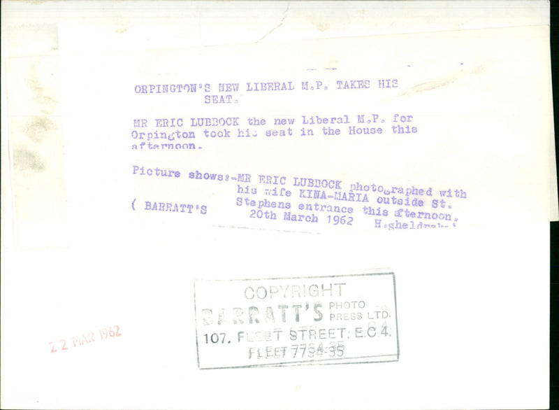 Erick Lubbock - Vintage Photograph