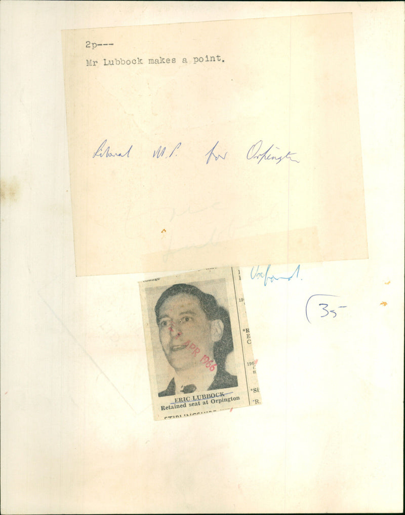 Eric Lubbock - Vintage Photograph