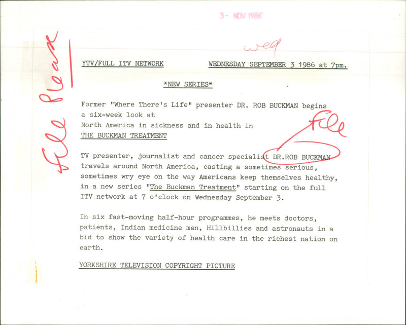 Dr. Rob Buckman - Vintage Photograph