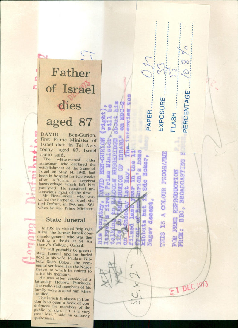 David Ben-Guiron - Vintage Photograph