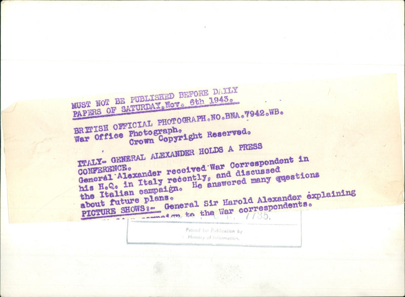 Field Marshal Earl Alexander of Tunis - Vintage Photograph