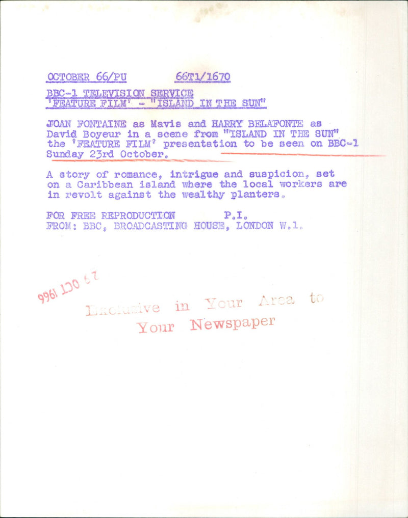 Harry Belafonte in Island In The Sun - Vintage Photograph