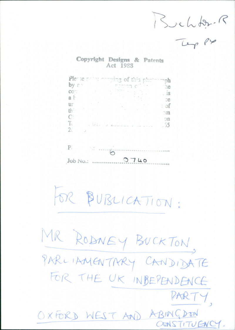 Rodney Buckton - Vintage Photograph