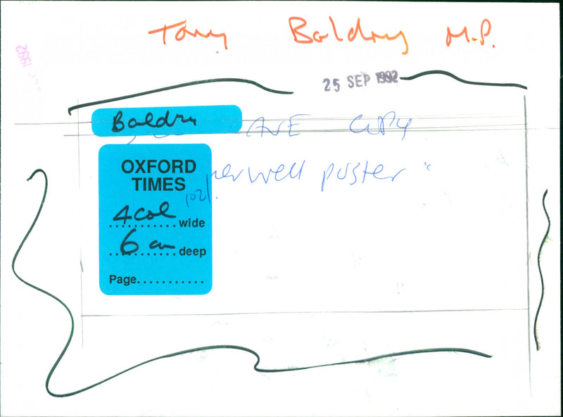 Tony Baldry MP - Vintage Photograph