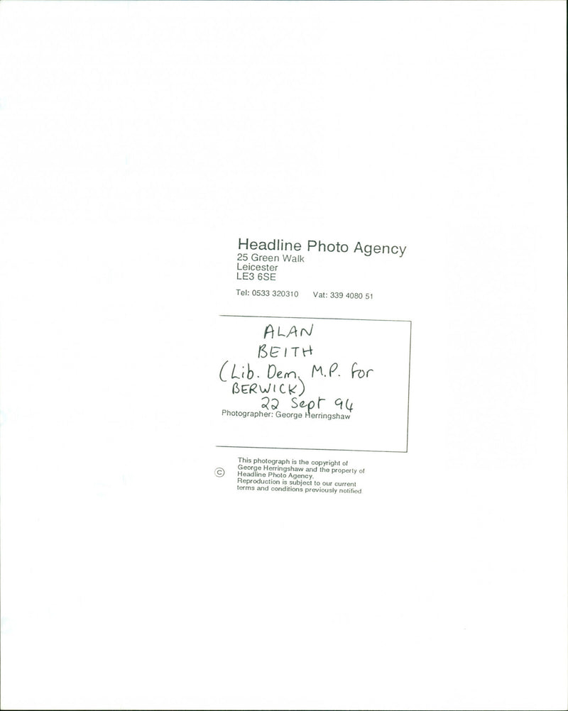 Alan Beith - Vintage Photograph