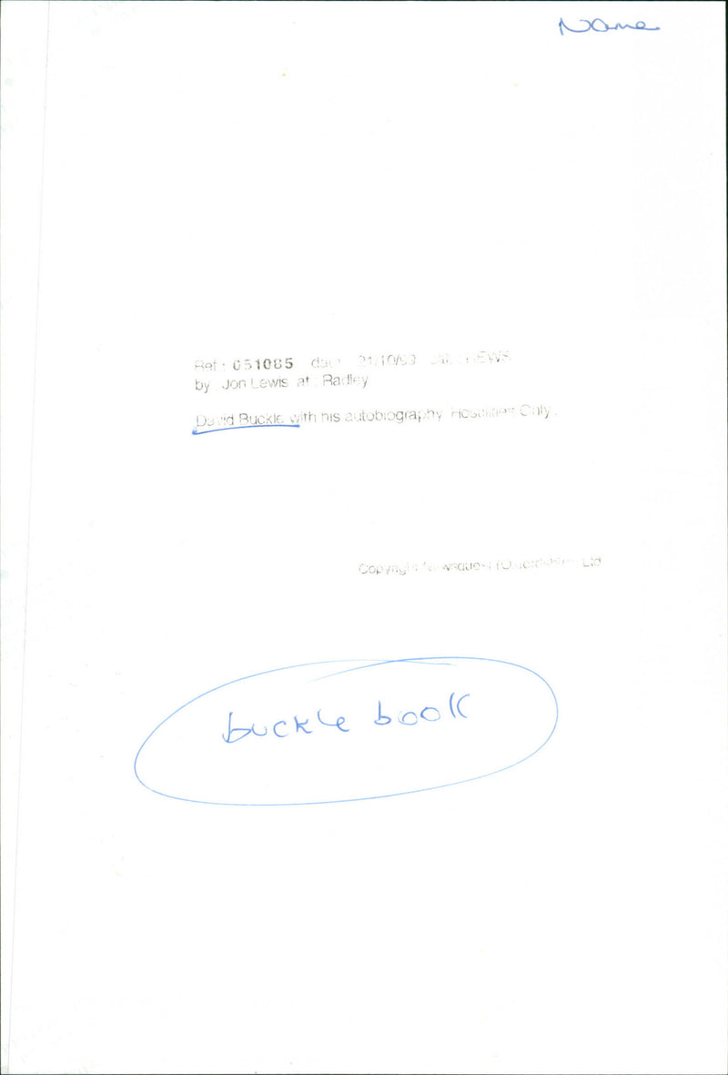 David Buckle - Vintage Photograph