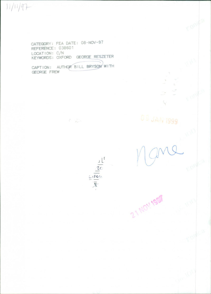 Bill Bryson - Vintage Photograph