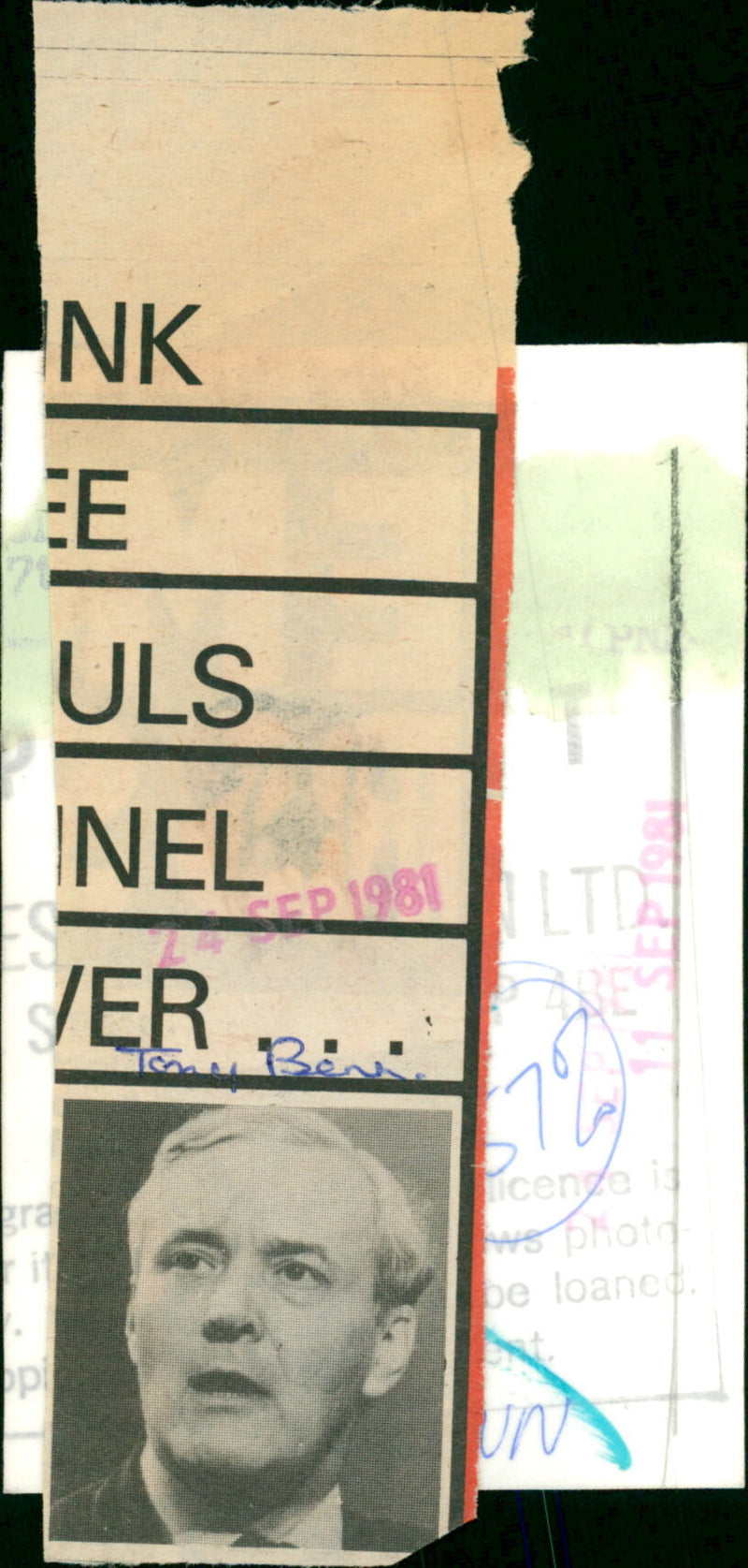 Tony Benn - Vintage Photograph