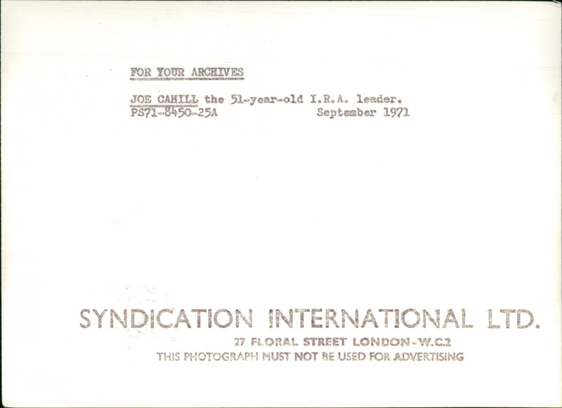 Joe Cahill - Vintage Photograph