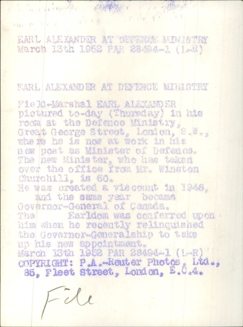 Field Marshal Earl Alexander of Tunis - Vintage Photograph