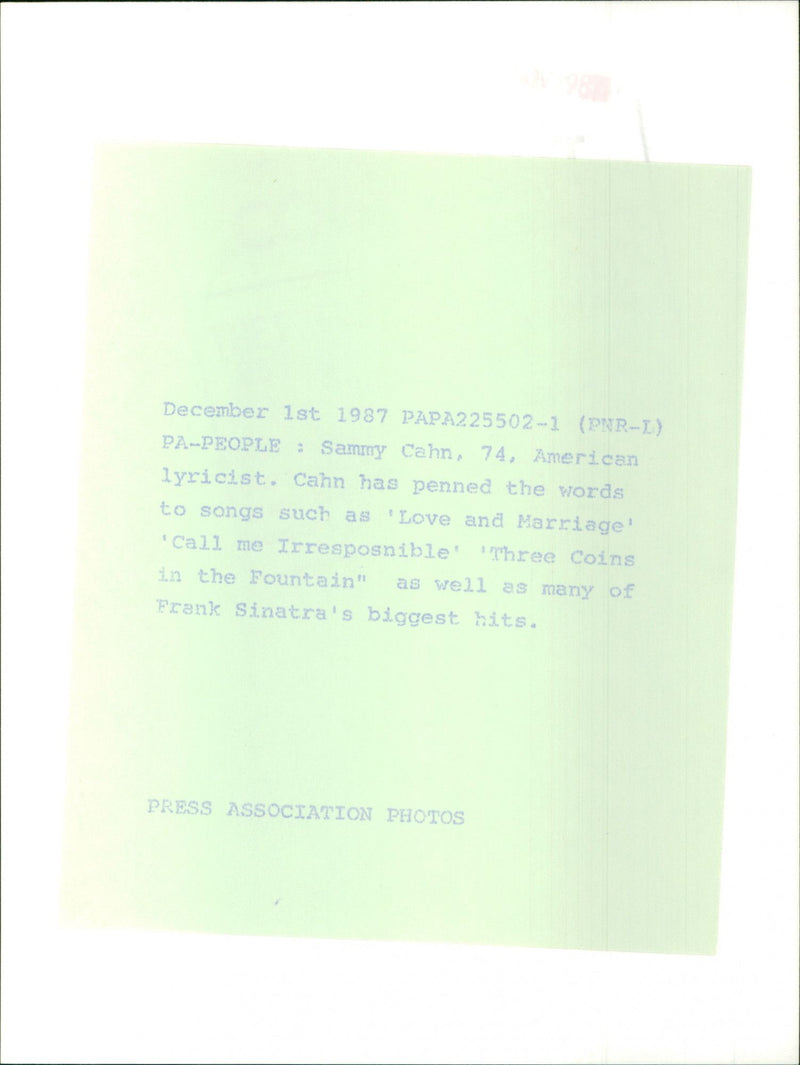 Sammy Cahn - Vintage Photograph