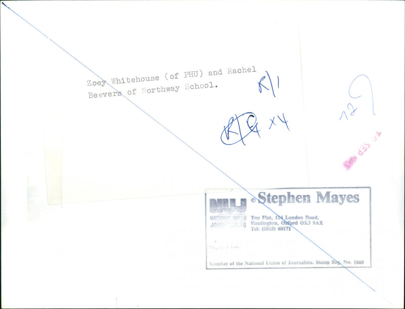 Zoey Whitehouse and Rachel Beevers - Vintage Photograph