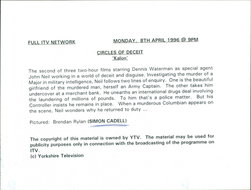 Simon Cadell - Vintage Photograph