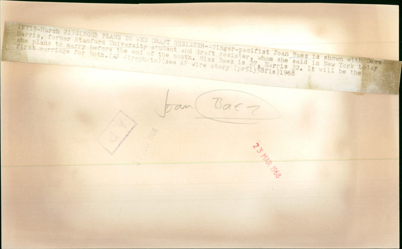 Joan Baez and Dave Harris - Vintage Photograph