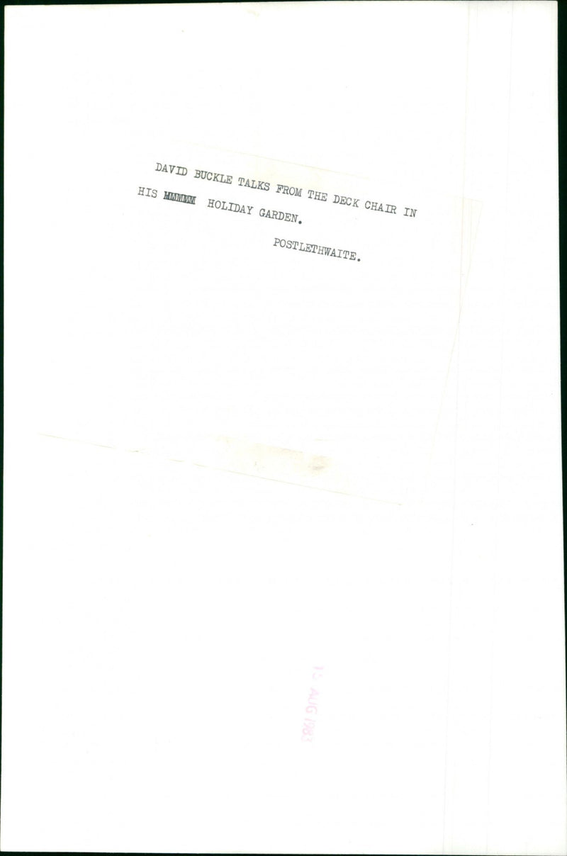 David Buckle - Vintage Photograph