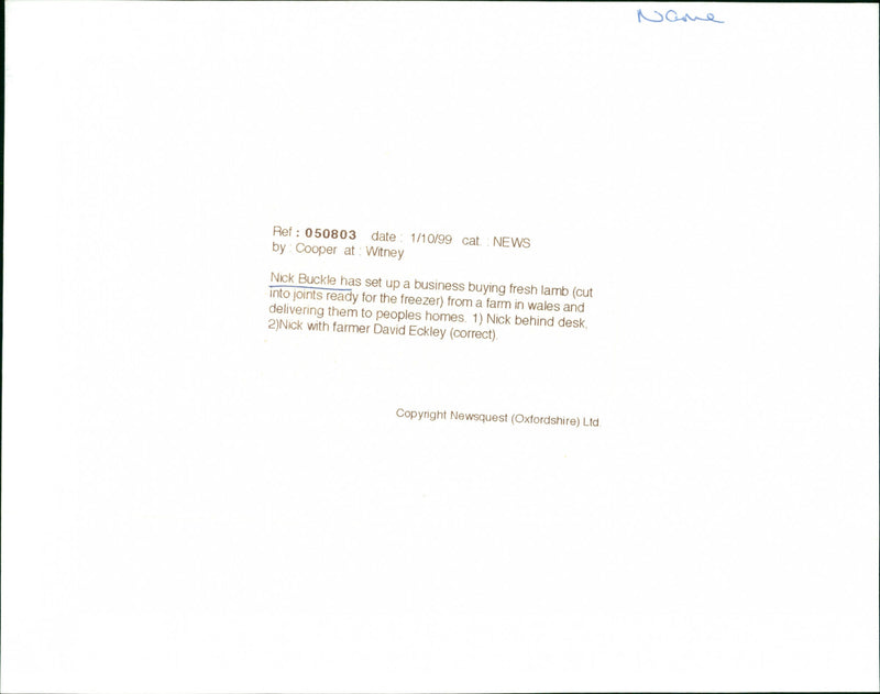 Nick Buckle - Vintage Photograph