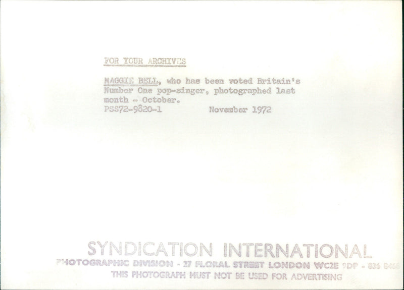 Maggie Bell - Vintage Photograph