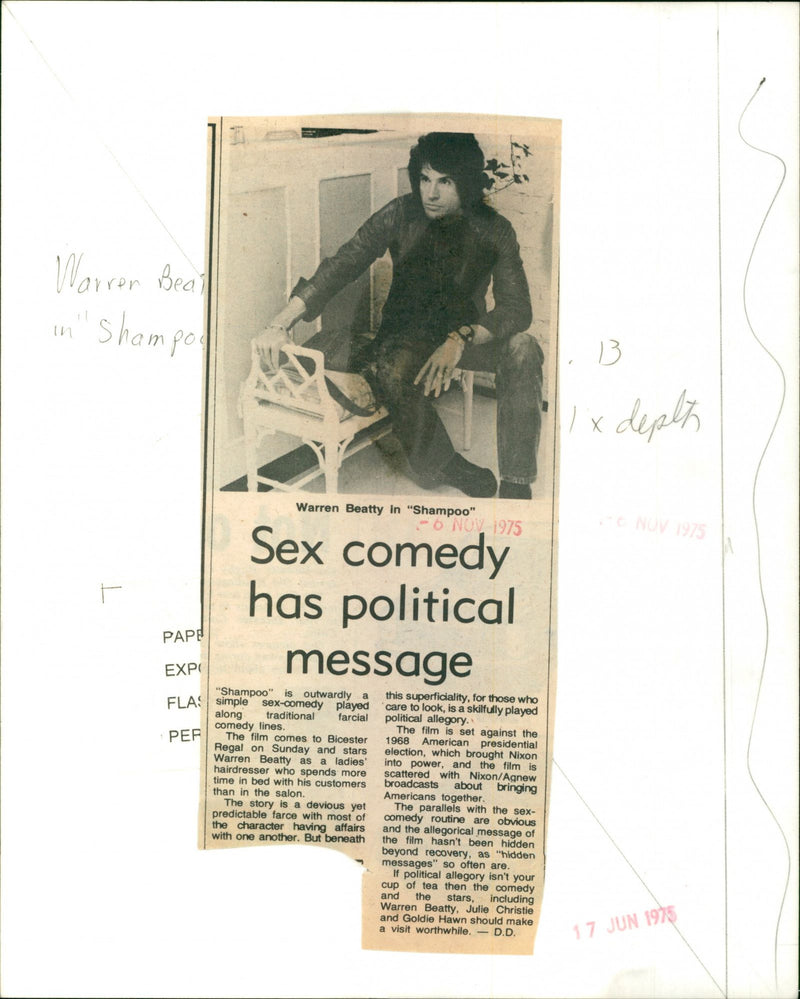 Warren Beatty in "Shampoo" - Vintage Photograph