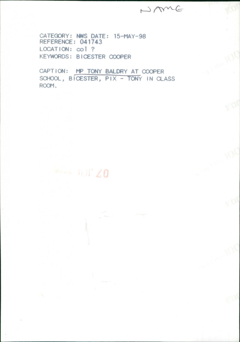 Tony Baldry MP - Vintage Photograph