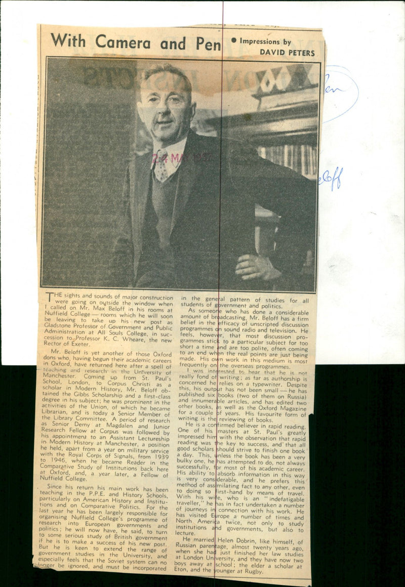 Max Beloff - Vintage Photograph