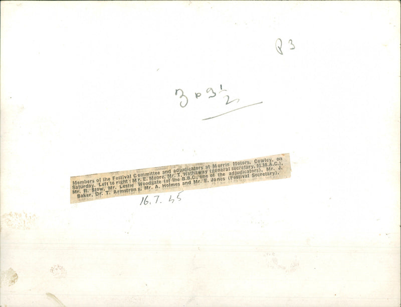 Thomas Armstrong with of Members of Festival Committee - Vintage Photograph