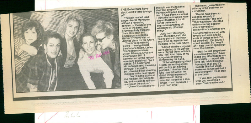 The Belle Stars - Vintage Photograph