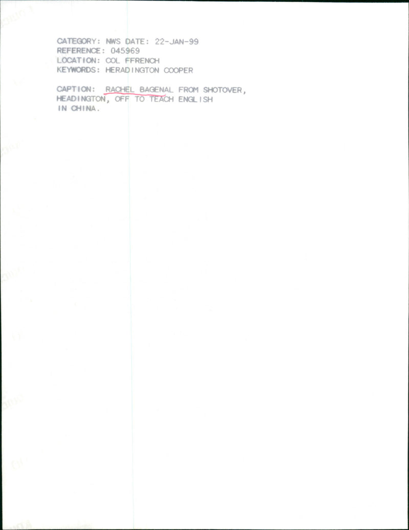 Rachel Bagenal - Vintage Photograph