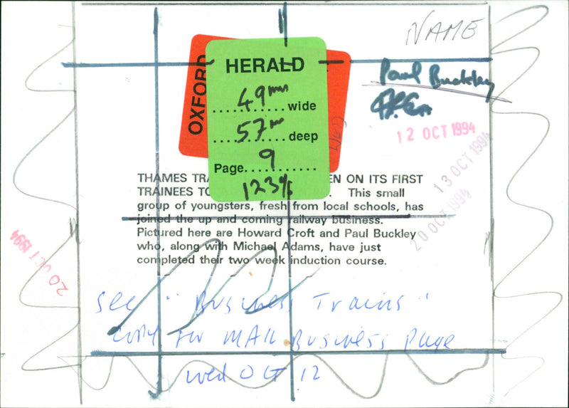 Paul Buckley and Howard Croft - Vintage Photograph