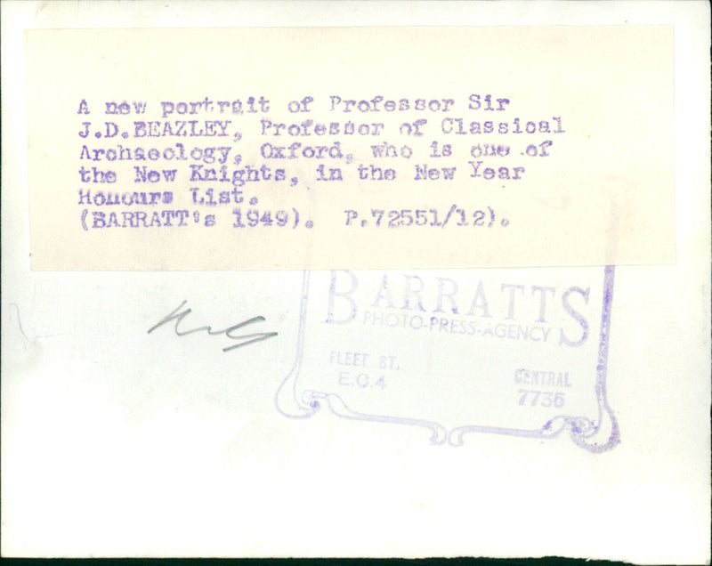 Sir J.D. Beazley - Vintage Photograph