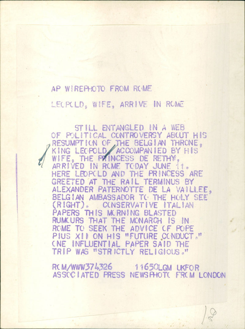 King Leopold & Princess De Rethy - Vintage Photograph