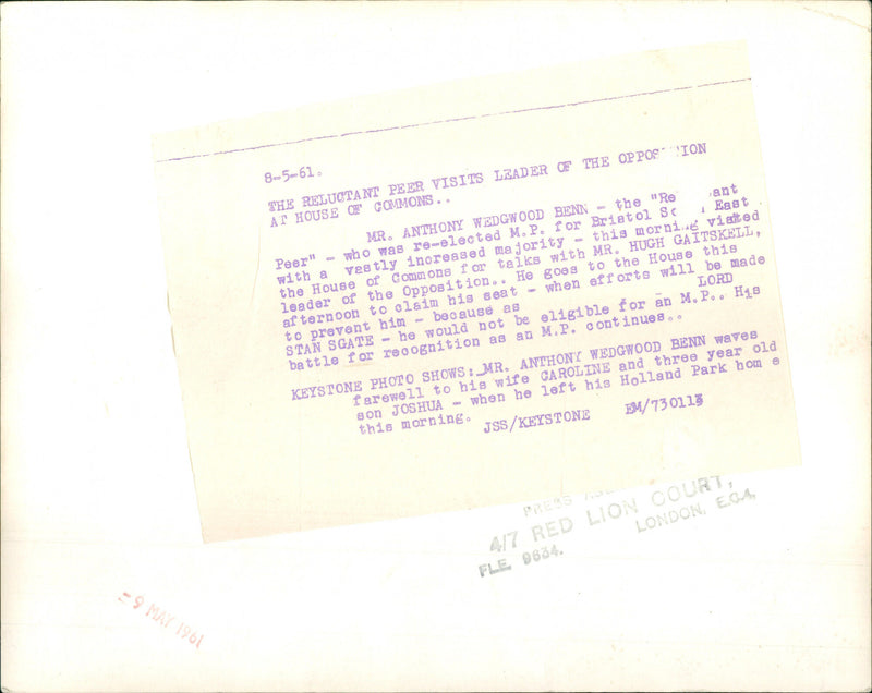 Anthony Wedgwood Benn - Vintage Photograph