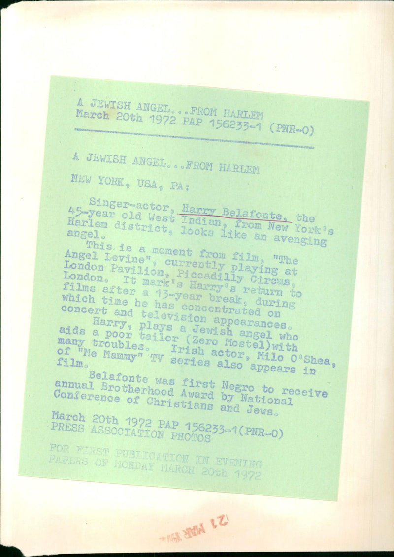 Harry Belafonte - Vintage Photograph