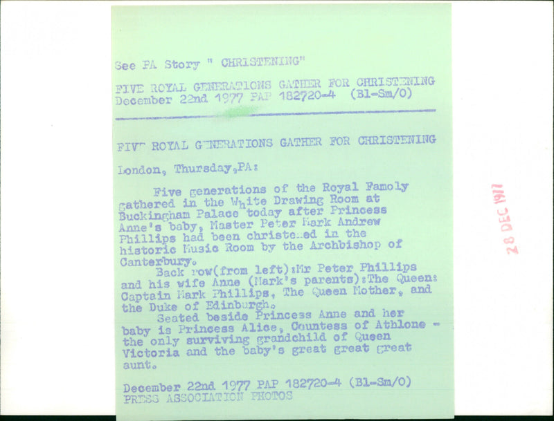 Princess Anne and her baby - Vintage Photograph